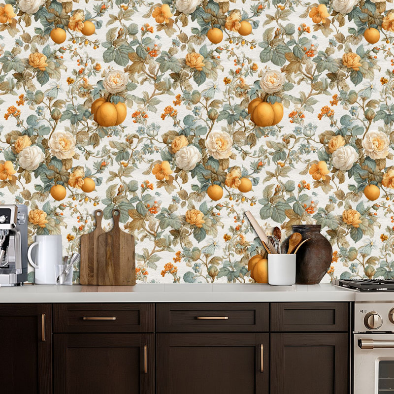 Papier peint adhésif peler et coller en PVC, revêtement mural auto-adhésif amovible avec motif floral rose romantique pour une impression élégante de textile, imperméable pour la décoration intérieure - Rouleau