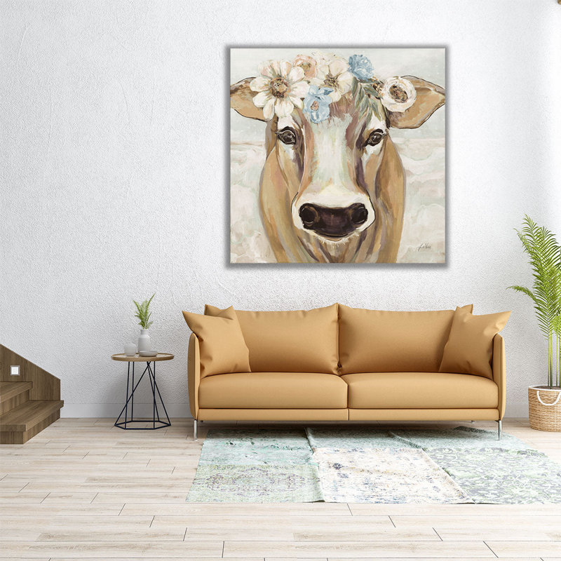 Beau avec fleurs - reproduction d'art sur toile, H 12 po x l 12 po