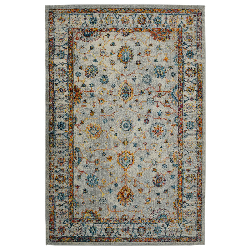 Tapis ivoire / jaune Alyssia, Rectangle 8 pi 10 po x 11 pi 10 po