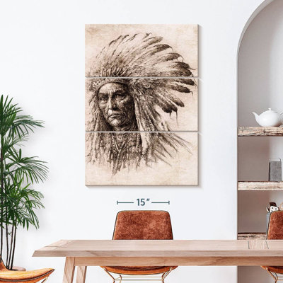 Native American Native American Chief sur toile, ensemble de 3 pièces