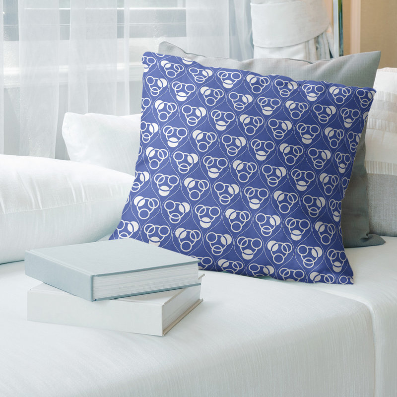 Coussin décoratif classiques des cercles et des vagues, H 18 po x l 18 po, Bourre en polyester, Bleu clair
