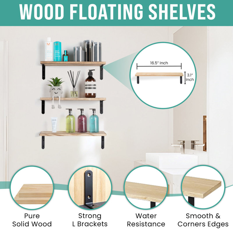 5 Piece Wood Bracket Shelf