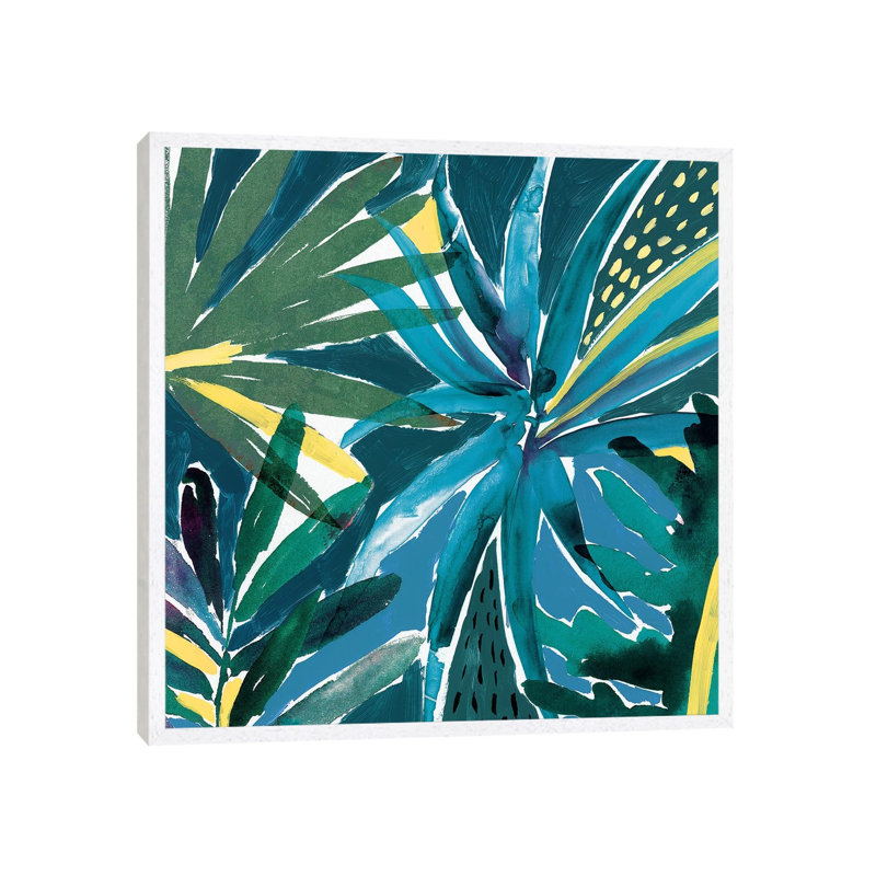 Tropical Blues by Isabelle Z - Painting on Canvas, 45.72 cm H x 45.72 cm W, White Framed