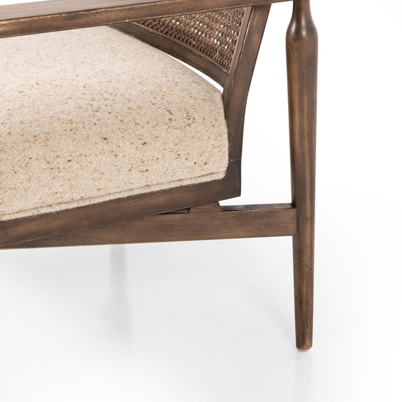 Xavier 30" W Genuine Leather Armchair, Camel Linen Blend