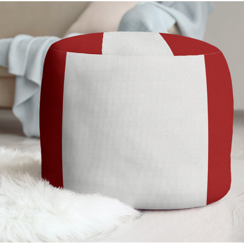 Repose-pieds cubique rond à rayures 20,5", Rouge / blanc / rouge