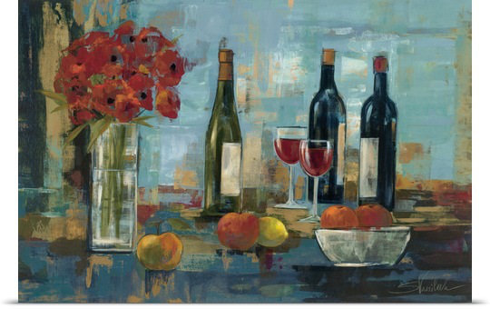 «Fruit and Wine» par Yeung, reproduction d'art, H 24 po x l 36 po x P 1,5 po, Toile
