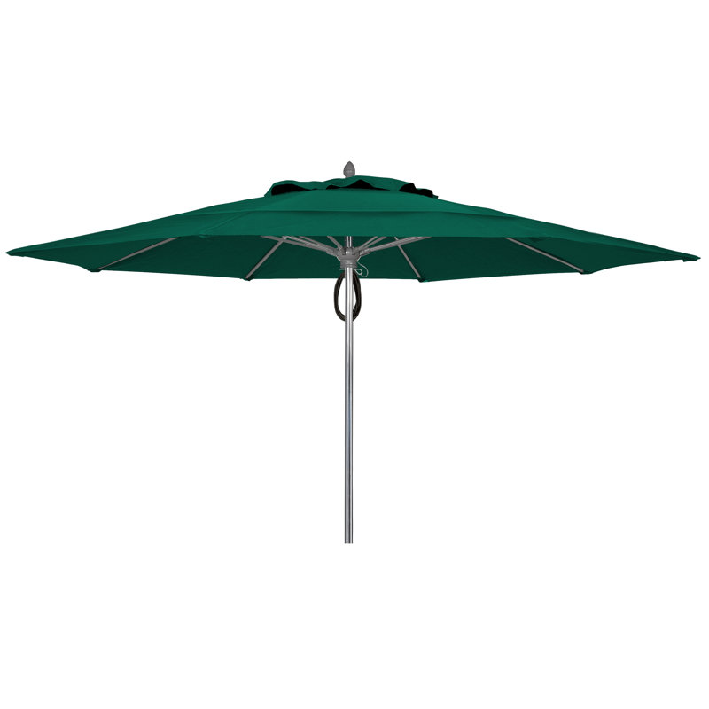 Parasol de marché 13 'Prestige, Aluminium brillant, Toile Sunbrella® rouge Jockey