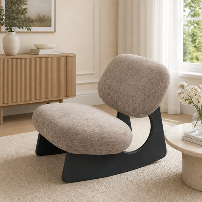 Chaise berçante moderne à base creuse courbée, chaise berçante rembourrée sans accoudoirs en chenille texturée douce, chaise berçante sculpturale unique pour la chambre à coucher du salon