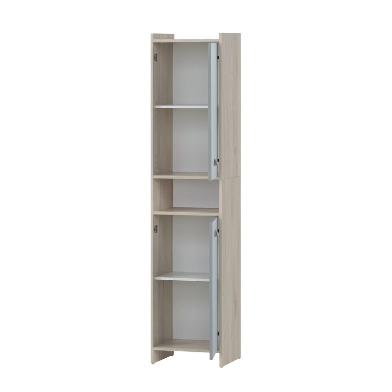 Leiner Freestanding Linen Cabinet, Beige/Blue