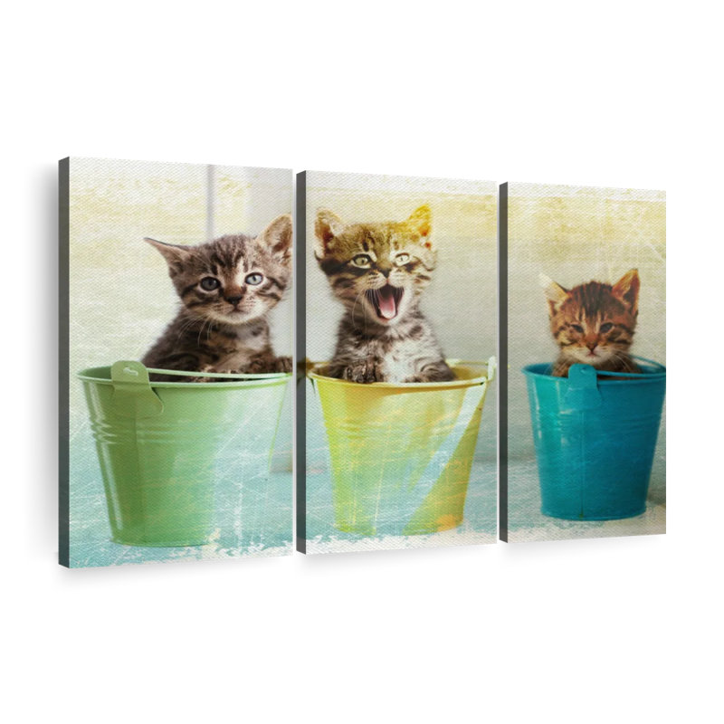 " Kittens " 3 - Pieces, 42" H x 65" W