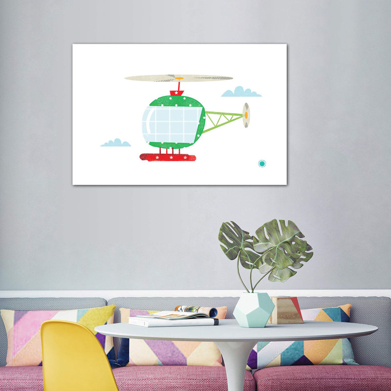 Hélicoptère - reproduction d'impression, H 40 po x l 60 po x 1,5 po, Pas de tapis, Toile tendue