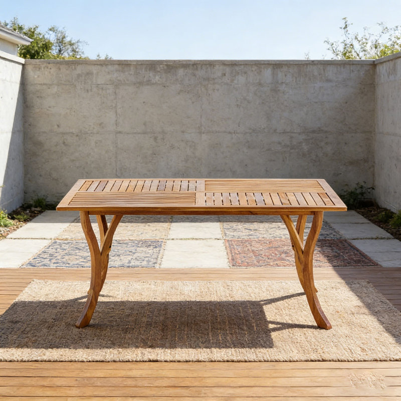 Table de salle à manger d'extérieur rectangulaire en bois massif 59 pouces