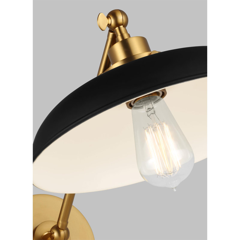 Steel Armed Sconce, Burnished Brass, Midnight Black