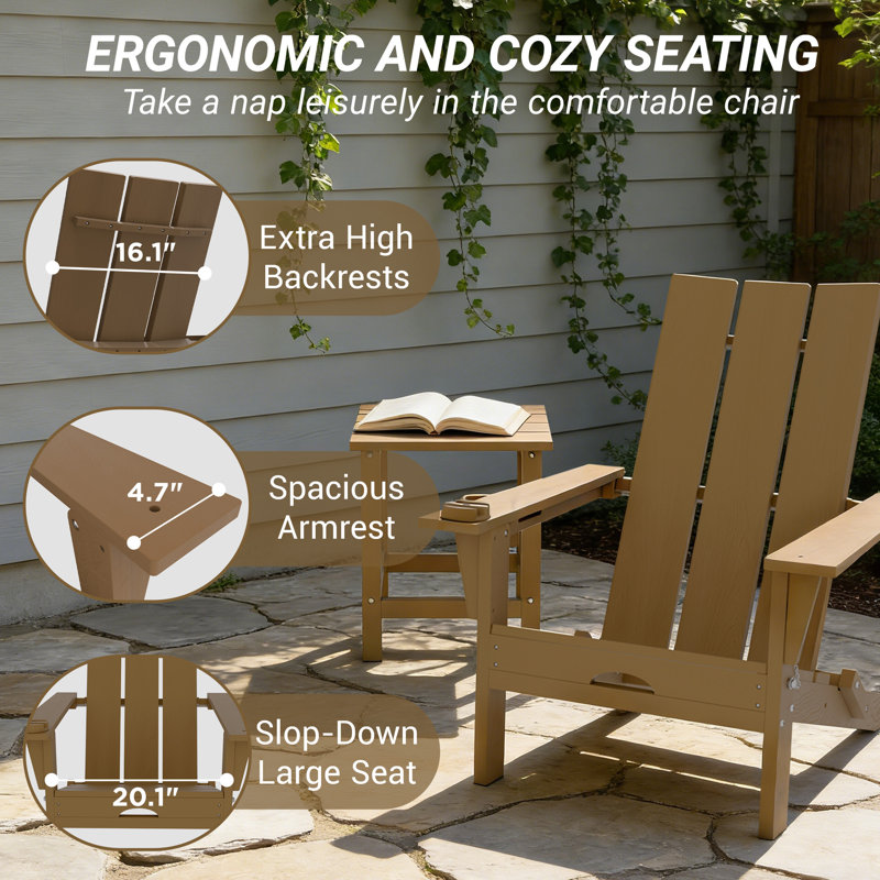 Ensemble de chaises pliantes pour 2 personnes Adirondack avec table d'appoint, Brun