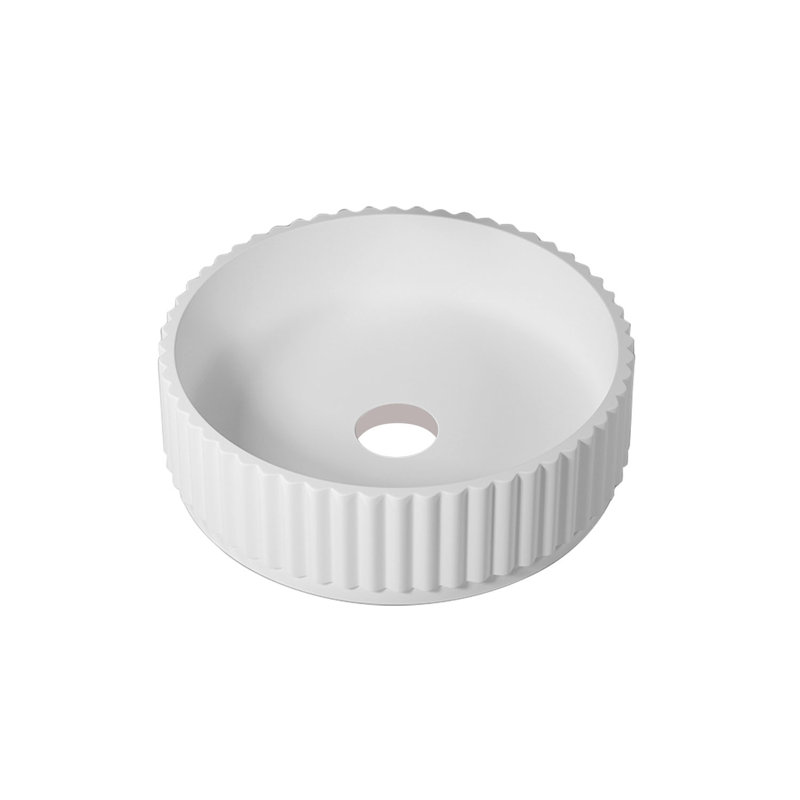 Lavabo à cuve ronde avec passe-fil ondulé blanc mat 15-3 / 4 po Filan