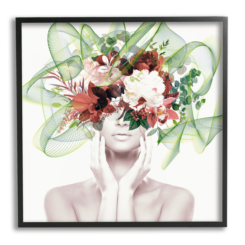 «Conceptual Flower Face Woman» par Irena Orlov - impression, Giclée encadrée noir minuit, H 17 po x l 17 po x P 1,5 po