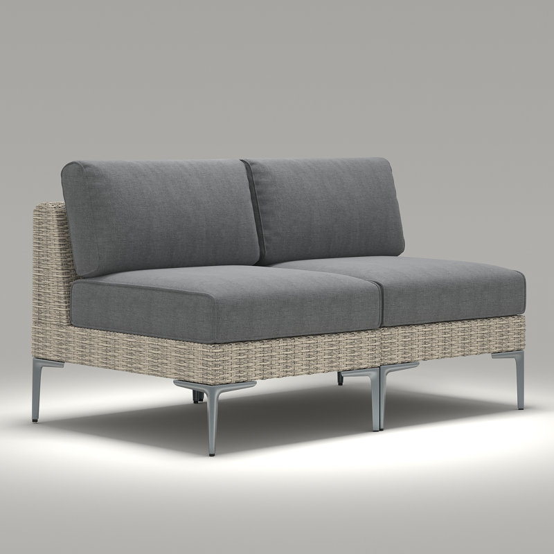  Modern Outdoor Wicker Rattan Patio Modular Single Chairs (set Of 2) With 6-inch Thick Cushions, Dark Gray