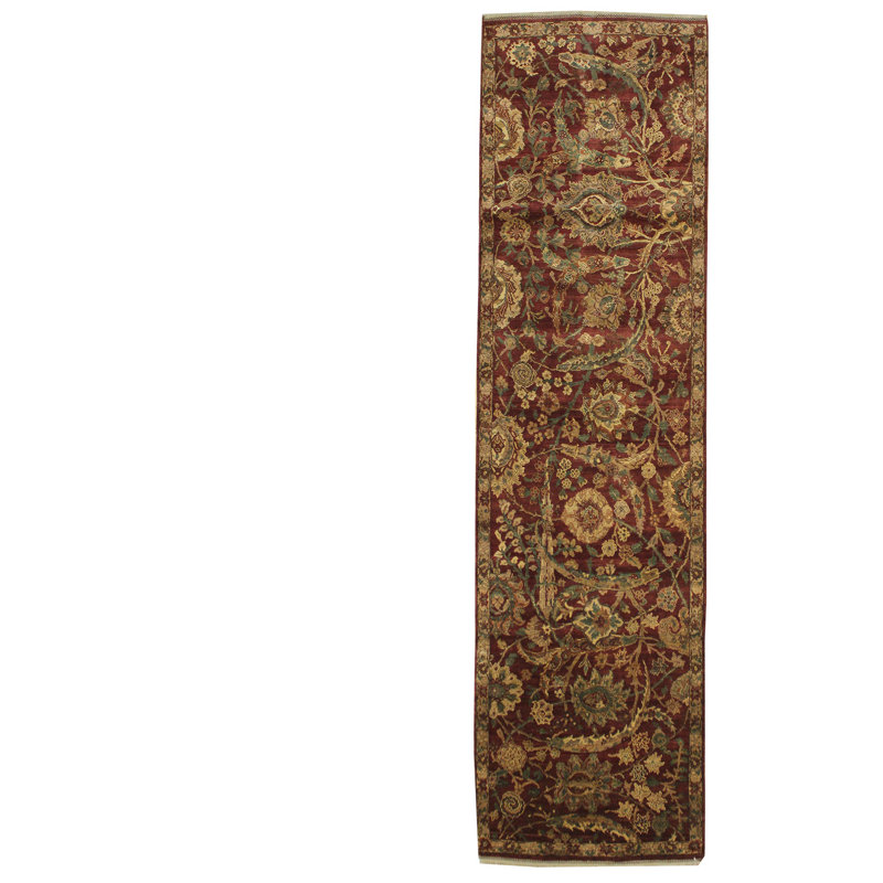 Tapis unique nouvel âge 3 pi 7 po x 12 pi 6 po Jaipur en rouge / bourgogne / or