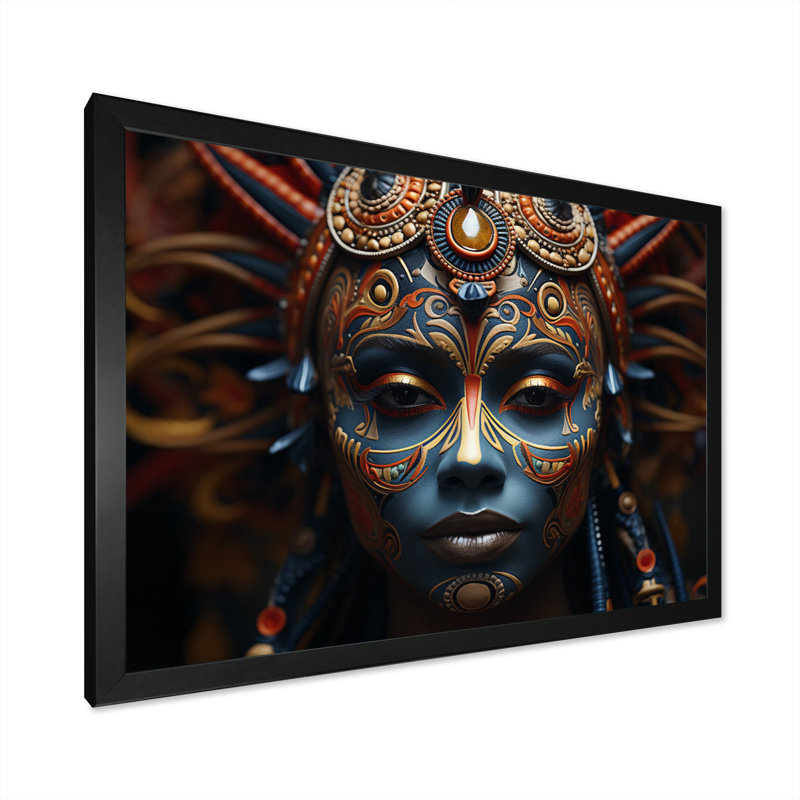 «Woman African Spirit Portrait I», reproduction sur toile, H 16 po x l 32 po x P 1 po, Cadre photo noir