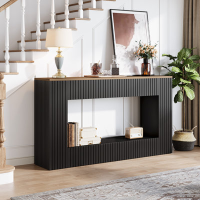 Modern Console Table, 55 Inch Wood Entryway Table With Storage