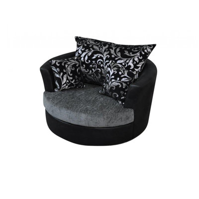 Shannon Upholstered Chenille Swivel Barrel Chair