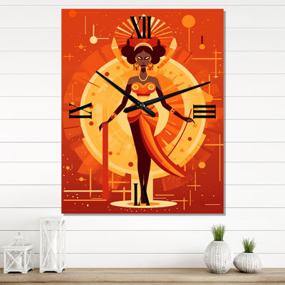 Horloge murale graphique surdimensionnée, tribal africain, déesse I