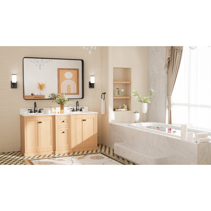 Miroir d'appoint Tyro, Noir mat, 42 po x 26 po, Rectangulaire