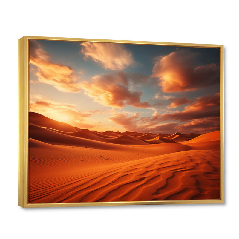 Désert du Sahara, plusieurs pays I, H 30 po x l 40 po x P 1,5 po, Cadre flottant doré