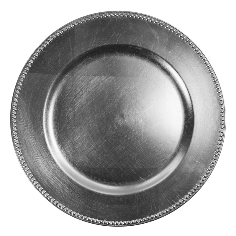 Plat de service perlé argenté 13 po, Argent