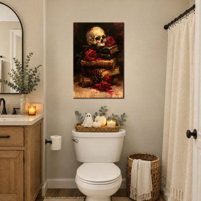 Art mural d'automne d'Halloween, décoration murale d'Halloween, art mural sur toile d'Halloween de style gothique pour le salon, le vestibule, la chambre à coucher, le bureau personnel, 12 po x 16 po
