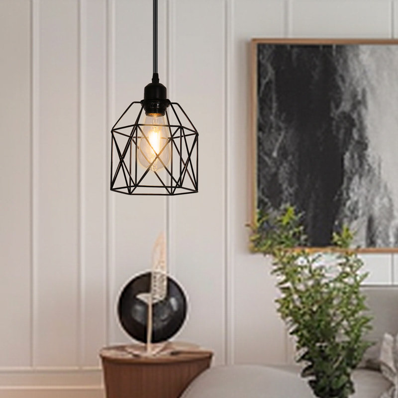 Luminaire suspendu cage noire 1 lumière Honoria