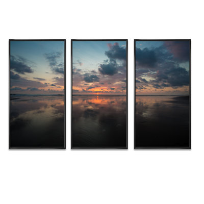 «Matapalo In Costa Rica Beach Sunset», ensemble d'art mural sur toile encadré 3 pièces