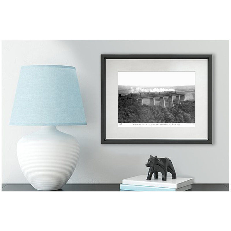 Newquay, Steam Train On The Trenance Viaduct 1907 - Single Picture Frame Print, 40cm H x 50cm W x 2.3cm D