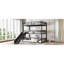 Lit superposé double au-dessus d'un lit double avec glissade, lit superposé triple en métal avec garde-corps de sécurité, lit superposé robuste avec conception à réduction de bruit, noir-119320792