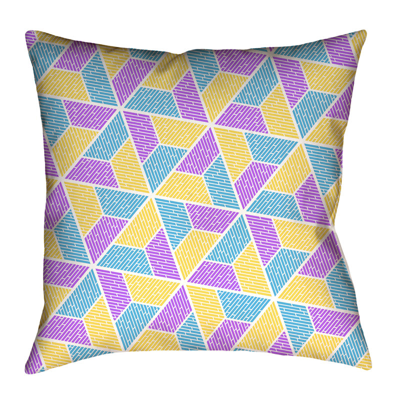 Coussin Katelyn Elizabeth, 16 po x 1 po, Bleu / jaune / violet, Simili suède