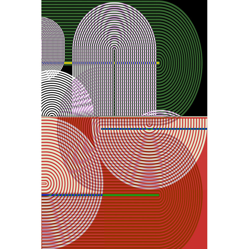 Graphic Colourful Shapes I by Sisa Jasper - Graphic Art, 46cm H x 30cm W, Black Floater Framed
