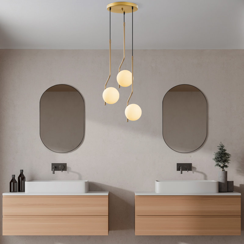 Elegant Gold Chandelier, Adjustable Height 25.6 - 43.3 Inches | Metal Body with 15 cm Cap Diameter, Base Plate Ø11.8 x 1.2 Inches | 3 x E14 Max 40W (Bulb Not Included) | Stylish Lighting for Living Room & Dining Areas
