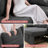 L-Shaped Sleeper Sofa with Storage Chaise Pull-Out Bed, Linen Gray-1001516064