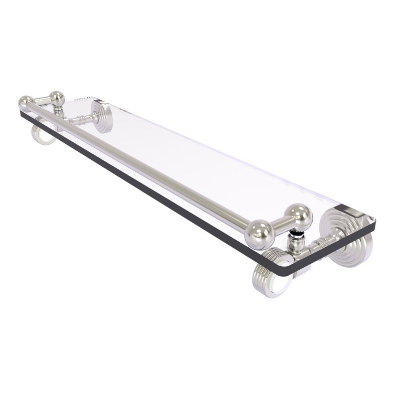 Tablette à support en verre avec barre à serviettes Jarrell, H 3,5 po x l 22 po x P 5,5 po, Nickel satiné