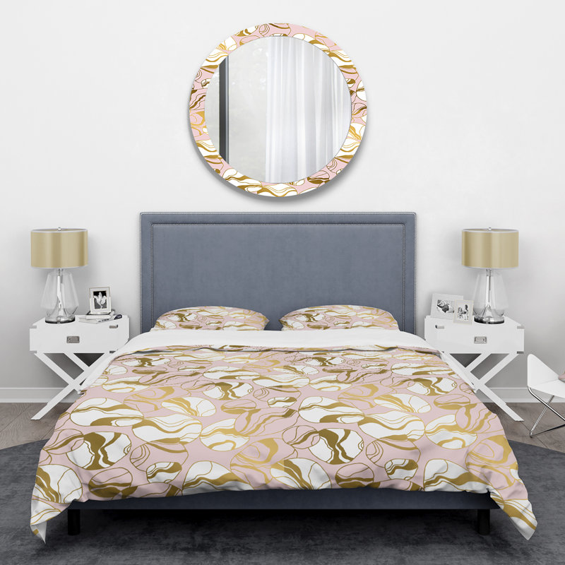 Glam Polyester Twill Abstract Duvet Cover, King Duvet Cover + 2 Shams