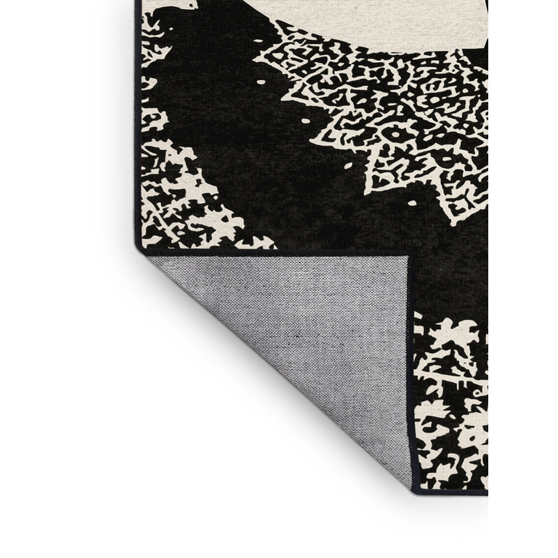 Tapis marocain d'inspiration mondiale de danseuse de flamenco Pacen lavable à la machine - reliure noire, 7 x 10