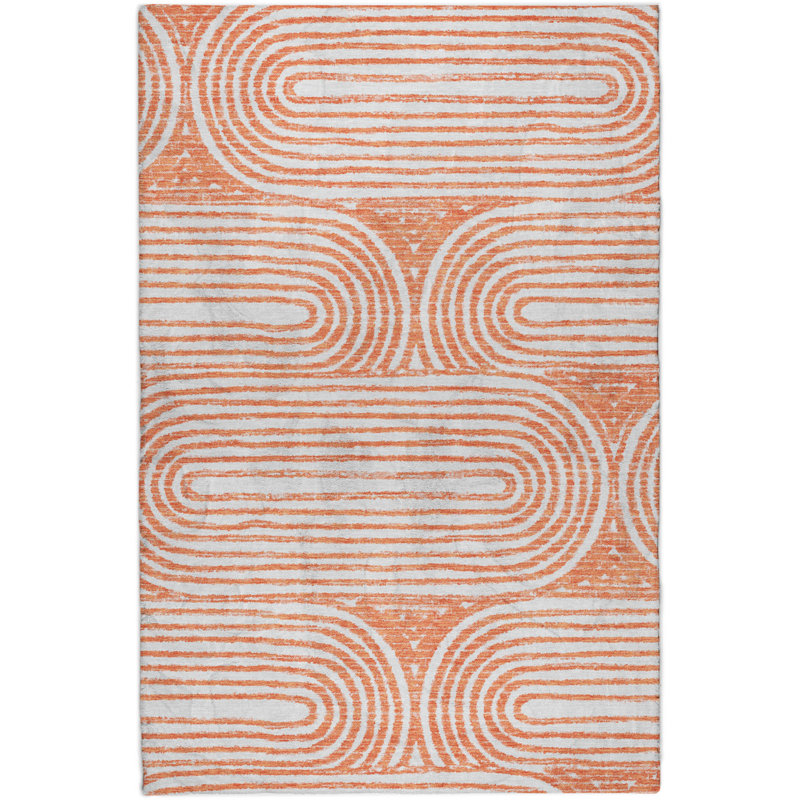 Premium Machine Washable Dream Shag ADS540 Art Deco Rug, Salmon, 5' x 7'6"