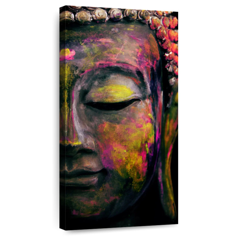 Bouddha aux couleurs vives, H 30 po x l 15 po