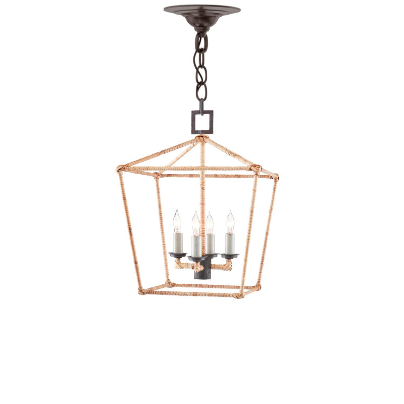 Lanterne moyenne en rotin Denison, H 17,5 po x l 12,25 po x P 12,25 po
