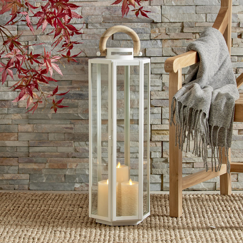 Lantern, 23" H x 8" W x 9" D, Stainless Steel/Silver