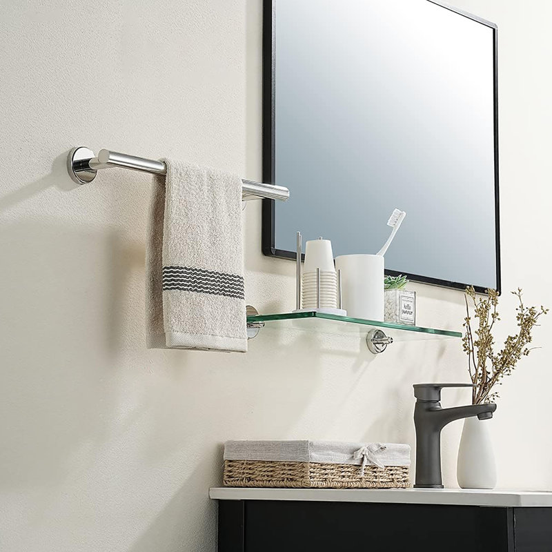 Porte-serviettes mural en acier inoxydable 304, H 1,96 po x L 15 po x P 3,15 po, Chrome chrome