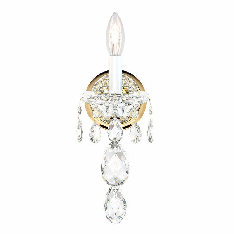 Sterling 1 Light Wall Sconce in Gold with Clear Radiance Crystals, Chinese (K9), Polished Gold