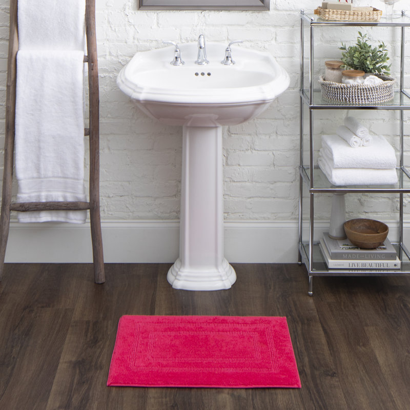 Kail Plush Stain/Fade Resistant Machine Washable Bath Mat, 21" W x 34" L, Fiesta Pink