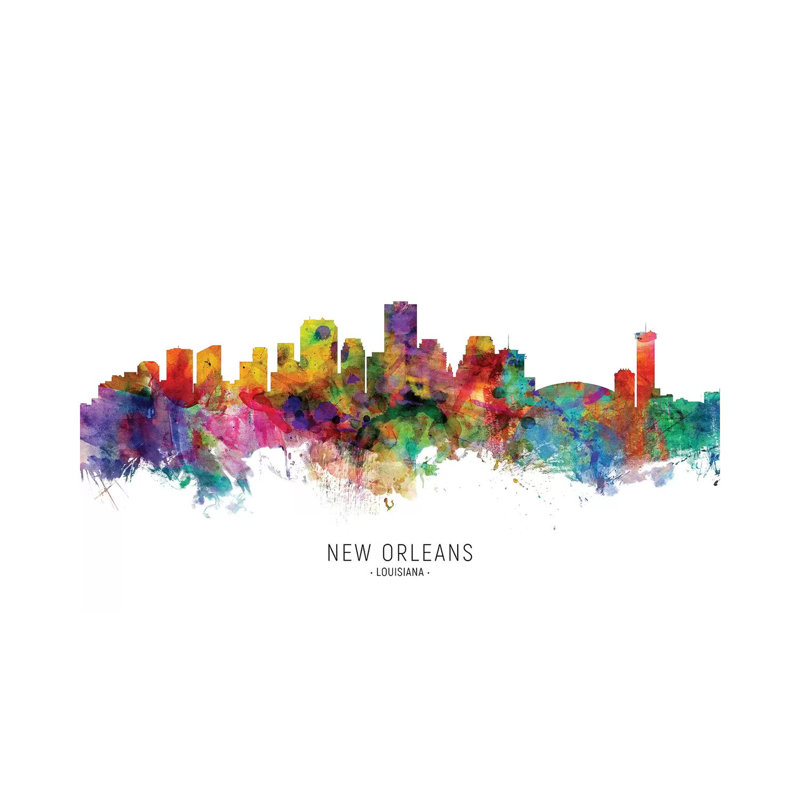 «New Orleans Louisiana Skyline» par Michael Tompsett - peinture sur toile tendue, H 40 po x l 60 po x 1,5 po