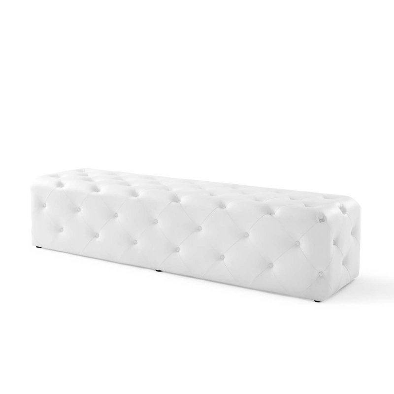 Banc de hall d'entrée capitonné Modway Amour, H 16,5 po x l 72 po x P 19 po, Blanc